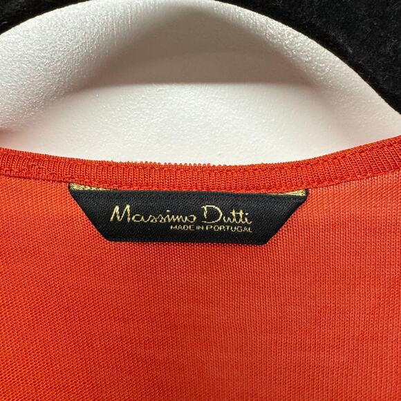 Massimo Dutti Womens Orange Open Cardigan Sweater Silk Cotton Blend Size XS - Picture 5 of 8